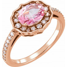 14K Rose Baby Pink Topaz & 1/3 CTW Diamond Ring - 71873602P