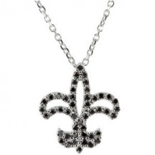 14K White 1/4 CTW Black Diamond Fleur-de-Lis 16 Necklace - 6775584714P