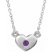 14K White Amethyst Heart 16 Necklace - 8633560004P