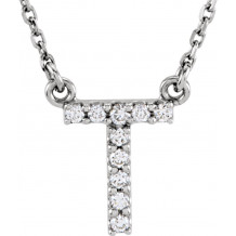 14K White Initial T .08 CTW Diamond 16 Necklace - 67311119P