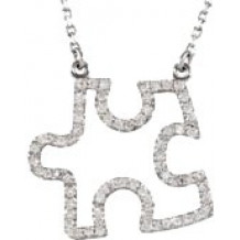 14K White 1/4 CTW Diamond Puzzle Piece 16.25 Necklace - 6806384803P