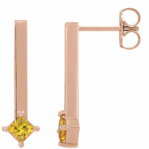 14K Rose Yellow Sapphire Bar Drop Earrings - 87023608P