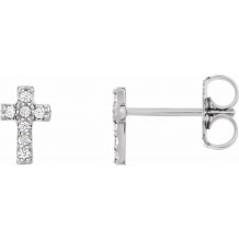 14K White .06 CTW Diamond Cross Earrings - R17013609P