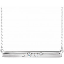 14K White 1/10 CTW Diamond Bar 16-18 Necklace - 65243760001P