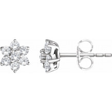 14K White 3/8 CTW Diamond Flower Earrings - 65284860001P