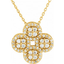 14K Yellow 1/2 CTW Diamond Clover 18 Necklace - 86309601P