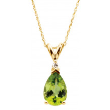 14K Yellow 10x7 mm Pear Peridot & .04 CT Diamond 18 Necklace - 6903261109P