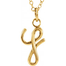 14K Yellow Script Lowercase Initial Y 18 Necklace - 858991024P