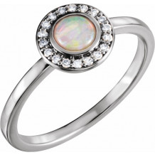 14K White Opal & .07 CTW Diamond Halo-Style Ring - 71821600P