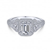 Gabriel & Co. 14k White Gold Victorian Halo Engagement Ring - ER14304W44JJ