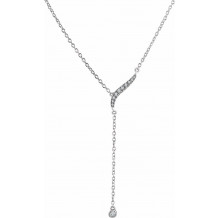 14K White 1/10 CTW Diamond Y 16-18 Necklace - 65284160002P