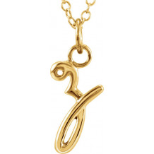 14K Yellow Script Lowercase Initial Z 18 Necklace - 858991025P