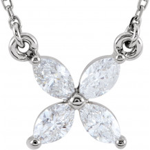 14K White 1/2 CTW Diamond Floral-Inspired 16 Necklace - 85941101P