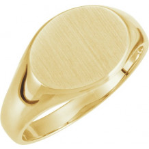 10K Yellow 12x9 mm Oval Signet Ring - 554564371P