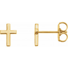 14K Yellow 7.5 mm Cross Earrings - R17014606P