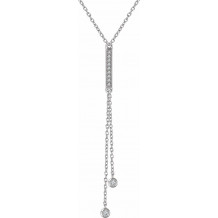 14K White 1/10 CTW Diamond Bar Y 16-18 Necklace - 65289360002P