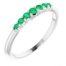 14K White Emerald Stackable Ring - 72022607P