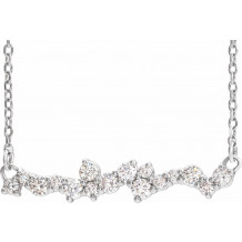 14K White 1/3 CTW Diamond Scattered Bar 18 Necklace - 86991705P