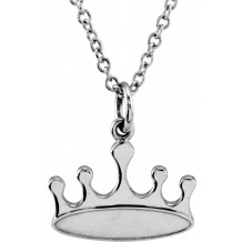 14K White Tiny Poshu00ae Crown 16-18 Necklace - 857911002P