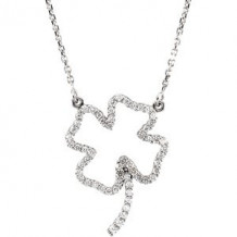 14K White 1/4 CTW Diamond Clover 16 Necklace - 6707384398P