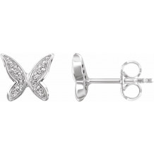 14K White .07 CTW Diamond Butterfly Earrings - 65268660001P