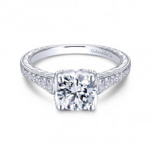 Gabriel & Co. 14k White Gold Victorian Straight Engagement Ring - ER13849R4W44JJ