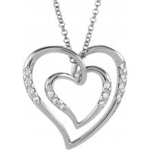 14K White 1/10 CTW Diamond Heart 18 Necklace - 63806301586P