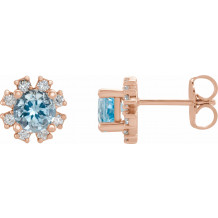 14K Rose Aquamarine & 1/2 CTW Diamond Earrings - 20000286202P