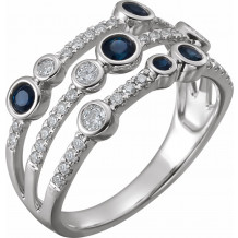 14K White Blue Sapphire & 3/8 CTW Diamond Ring - 653533600P