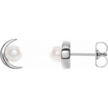 14K White Freshwater Cultured Pearl Earrings - 86805600P