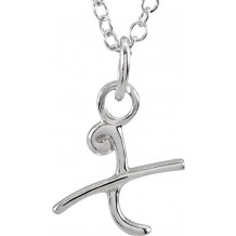 14K White Script Lowercase Initial X 18 Necklace - 858991049P