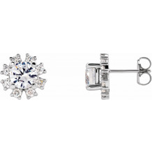 14K White Sapphire & 1/2 CTW Diamond Earrings - 20000286205P