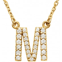 14K Yellow Initial M 1/6 CTW Diamond 16 Necklace - 67311138P