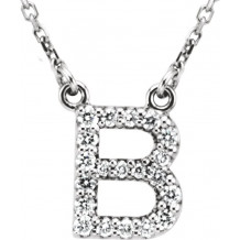 14K White Initial B 1/8 CTW Diamond 16 Necklace - 67311101P