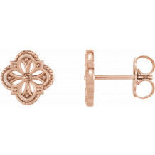 14K Rose Vintage-Inspired Clover Earrings - 87105602P