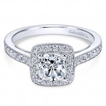 Gabriel & Co. 14k White Gold Victorian Halo Engagement Ring - ER10694W44JJ