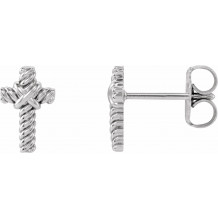 14K White Rope Cross Earrings - R170111002P