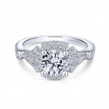 Gabriel & Co. 14k White Gold Art Deco Halo Engagement Ring - ER14430R4W44JJ