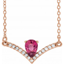14K Rose Pink Tourmaline & .06 CTW Diamond 18 Necklace - 868146127P