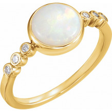 14K Yellow Opal & 1/10 CTW Diamond Ring - 71824601P