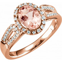 14K Rose Morganite & 1/5 CTW Diamond Ring - 65150860000P