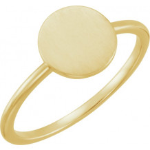 14K Yellow Round Engravable Ring - 51399101P