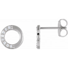 14K White .08 CTW Diamond Circle Earrings - 86760605P