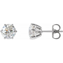 14K White 6.3 mm I1 2 CTW Diamond 6-Prong Wire Basket Earrings - 292366028P