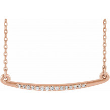 14K Rose .05 CTW Diamond Curved Bar 16-18 Necklace - 86681602P
