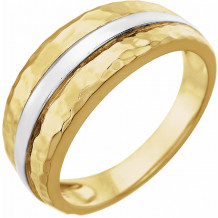 14K Yellow & White Banded Hammered Ring - 513731000P
