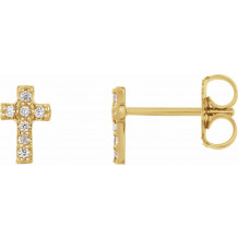 14K Yellow .06 CTW Diamond Cross Earrings - R17013610P