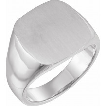 14K White 16x16 mm Square Signet Ring - 945438378P