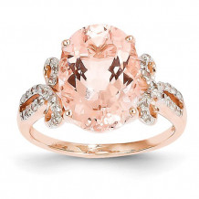 Quality Gold 14k Rose Gold Diamond And Morganite Oval Ring