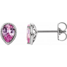14K White Pink Sapphire Earrings - 86796600P